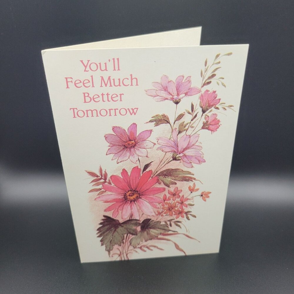 Vintage Fantusy Well Wishes‎ Card Envelope Meaningful Colorful Daisies Unused